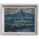 John Bowes (British 1899-1974), oil on board, landscape scene, 64cm x 50cm, signed 'J BOWES' to
