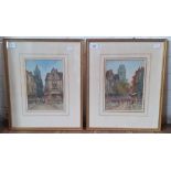 George Gregory (1849-1939), Brittany Street Scenes, pair, watercolours, 17cm x 23cm, signed,
