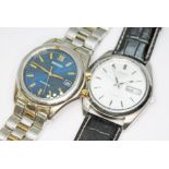 Two automatic Seiko wristwatches; a Seiko 5 automatic day-date diameter 38mm and a Seiko Kinetic