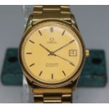 An Omega Seamaster gold plated automatic calendar wristwatch, circa 1970, case diam. 34mm, non