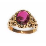 An antique ring, scroll setting set with paste, unmarked, gross wt. 4.9g, size N. Condition -