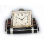 A Tavannes Art Deco silver and enamel purse watch, length 46mm.