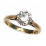 A diamond solitaire ring, the eight claw set round brilliant cut stone weighing approx. 1ct, 18ct