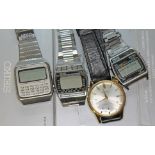Four assorted watches comprising a gold plated Seiko automatic and three Seiko electronic digital