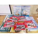 A box of assorted model set including Airfix, Heller etc.