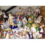 A box of mainly 19th century pottery figures.