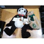 Two Hermann teddy bears; Big Panda Nr.205 (205/500) and Max and Foxl teddy bear and dog (214/1500)