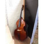 A Stentor 3/4 double bass, solid back and front, with soft bag.