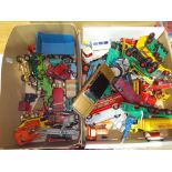 Two boxes of assorted die-cast model vehicles including Corgi, Lesney, etc.