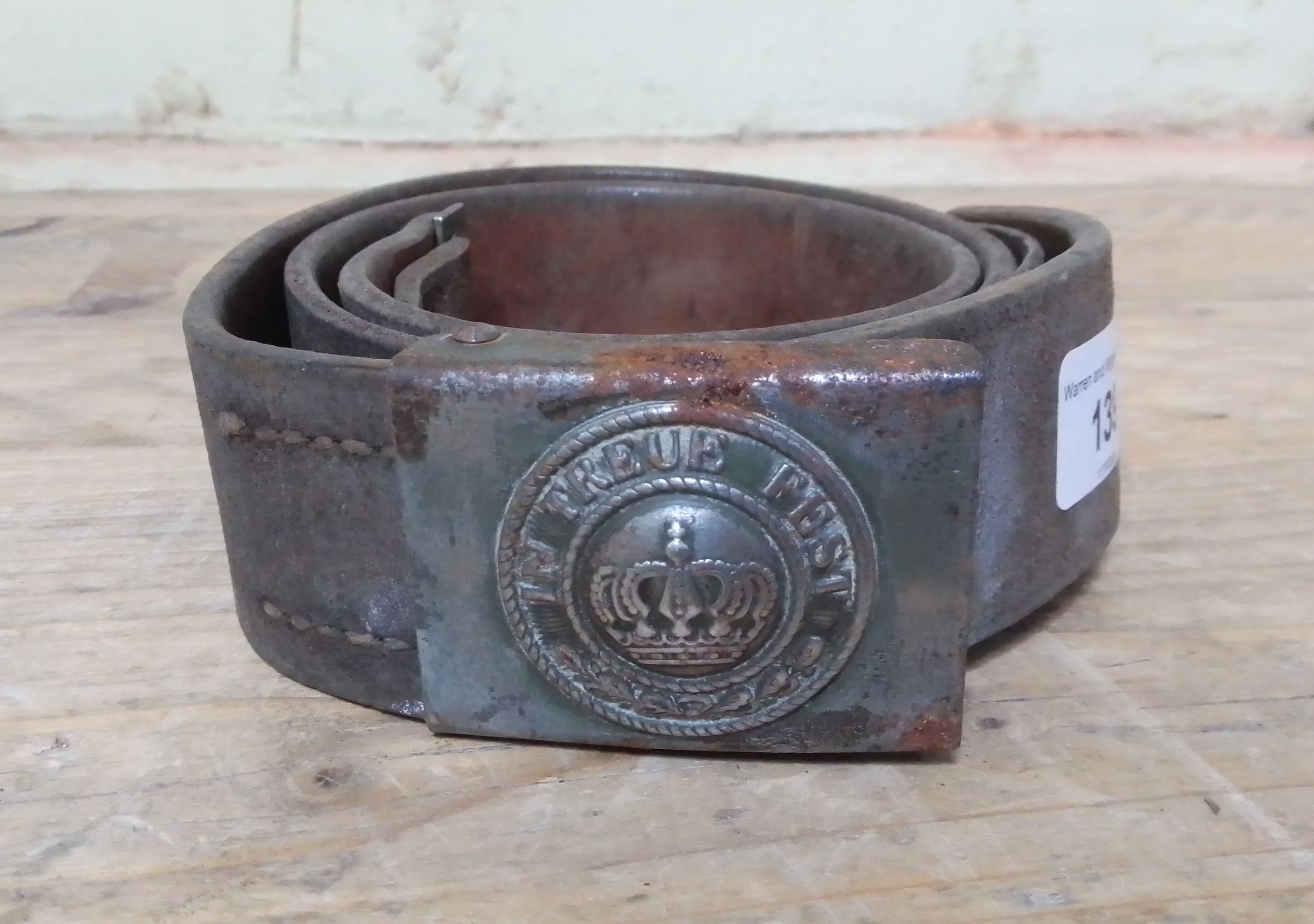 A WW1 Imperial Bavarian belt buckle, "IN TREUE FEST" , marked on reverse Fr Wimmer, Leipzig,