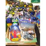 A box of assorted mainly boxed and unopened Star Wars toys.