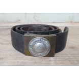 A WW1 German Prussian Other Ranks belt buckle in brass and nickel silver, with Imperial crown to the