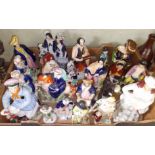 A box of assorted mainly Staffordshire 19th century pottery figures.