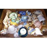 A box of assorted pottery including Moorcroft, Derby, Goebel etc., etc.