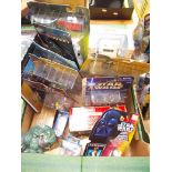 A box of assorted mainly boxed and unopened Star Wars toys.
