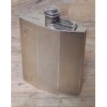 A George VI Art Deco style hallmarked silver hip flask, bayonet fitting, Walker & Hall, Birmingham