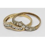 Two 9ct gold wishbone rings, gross wt. 2.8g, size L.