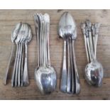Four sets of hallmarked silver spoons, various dates and makers, 19th century and later, gross wt.