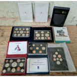 A collection of 9 uk coin sets to include 4 proof coin sets (1991,2006,2007,2008) & 5 BU coin