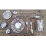 A mixed lot of silver, items marked '925' and white metal comprising a pair of long twisted