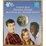 A London 2012 olympic games Blue Peter 50p - winner's edition, 2009 date.