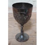 A Edwardian silver goblet, Cooper Brothers & Sons Ltd, height 20cm, wt. 10.2ozt. Condition - good,