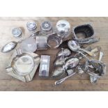 A mixed lot of hallmarked silver including Scottish Georgian silver spoons, salts, a napkin ring, an