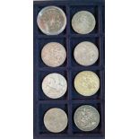 A coin collecting case with assorted GB coins to include 7 x silver crowns (1818,1845,1821,1887,2