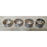 Four hallmarked silver napkin rings, 1.7ozt.