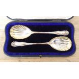 A cased pair of Edward VII silver spoons, Josiah Williams & Co, London 1906, wt. 3ozt.