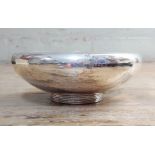 A George VI Art Deco style silver bowl, Davies & Powers, Birmingham 1945, diam. 13cm, wt. 6.3ozt.