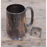 A Victorian silver tankard, sponsor rubbed, London 1885, gross wt. 8ozt.