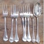 Assorted silver forks and a spoon, wt. 9ozt.