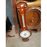 A mahogany cased banjo barometer.