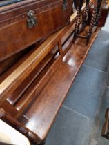 A large pitch pine church pew. Approx 10ft