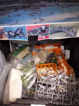 A box containing various Airfix model parts.