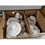 Two boxes of dinnerware