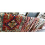 Three Turkish style Kilim pattern wool carpets.