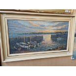 20th century school, oil on board, harbour scene, signed 'G Hugh Watson', framed....