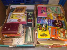 Two boxes of books including children's literature, Enid Blyton, Vladimir Nabokov, annuals etc.