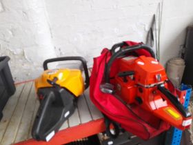 A Senua petrol chainsaw and McCulloch petrol hedge trimmer.