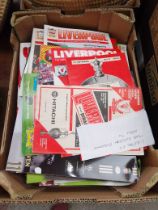 A box of approx. 70 Liverpool fc home european programmes