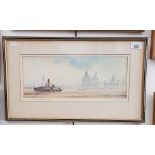 John Shimmin (British 20th century), 'Mersey Vista circa 1950', watercolour, signed and titled on