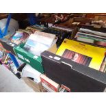 Three boxes of classical vinyl records.