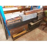 A large quantity of vintage toolboxes containing assorted tools to include saws, hand drills &