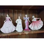 Royal Doulton figures ‘Hope’ HN4097 and ‘Elaine’ HN3307 with 2 Coalport figures