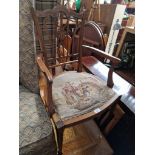 An Edwardian inlaid rosewood bedroom chair.