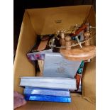 Box of various items including Grundig G.C.m.3 microphone, US Congressional Holiday ornaments,