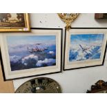 Two Framed WWII Robert Taylor Prints, Lancaster Signed by Leonard Cheshire and Spitfire....