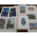 A collection of 1930s London scene prints, 'London in colour' and 'London Nocturns', presented by